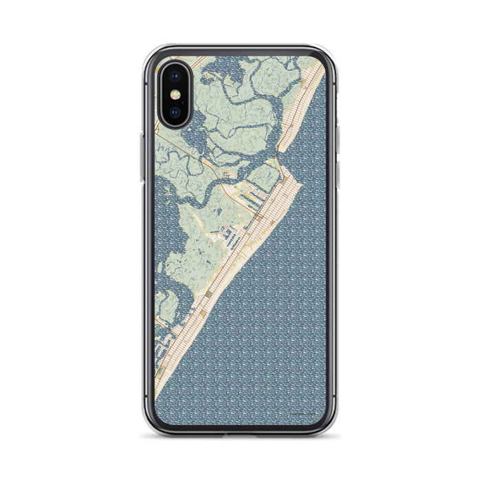 Custom iPhone X/XS Avalon New Jersey Map Phone Case in Woodblock