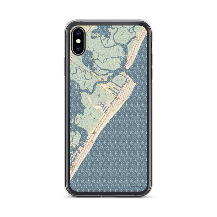 Custom iPhone XS Max Avalon New Jersey Map Phone Case in Woodblock