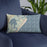 Custom Avalon New Jersey Map Throw Pillow in Woodblock on Blue Colored Chair