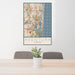 24x36 Aventura Florida Map Print Portrait Orientation in Woodblock Style Behind 2 Chairs Table and Potted Plant