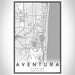 Aventura Florida Map Print Portrait Orientation in Classic Style With Shaded Background
