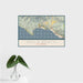 16x24 Avila Beach California Map Print Landscape Orientation in Woodblock Style With Tropical Plant Leaves in Water