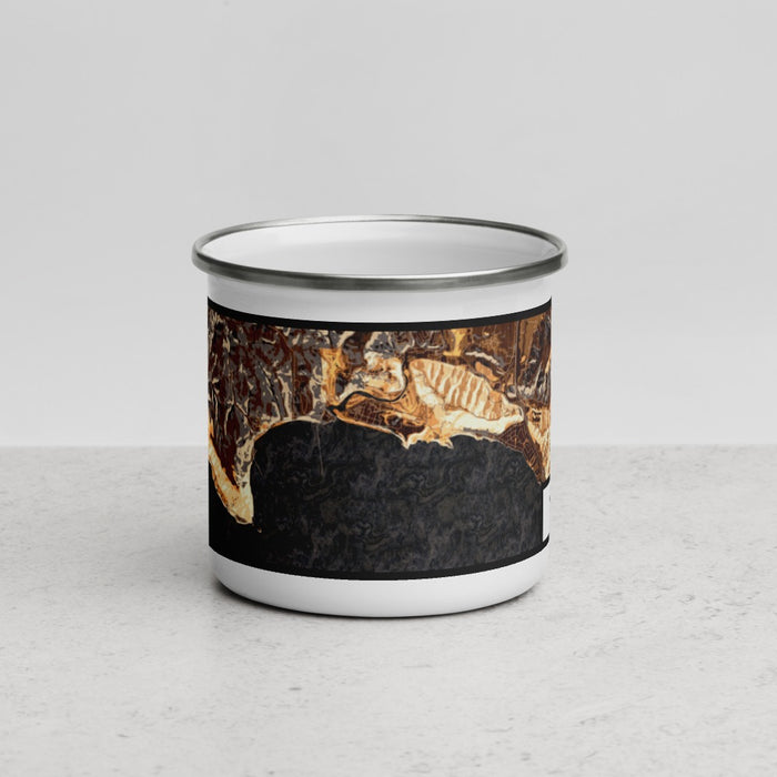 Front View Custom Avila Beach California Map Enamel Mug in Ember