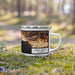 Right View Custom Avila Beach California Map Enamel Mug in Ember on Grass With Trees in Background