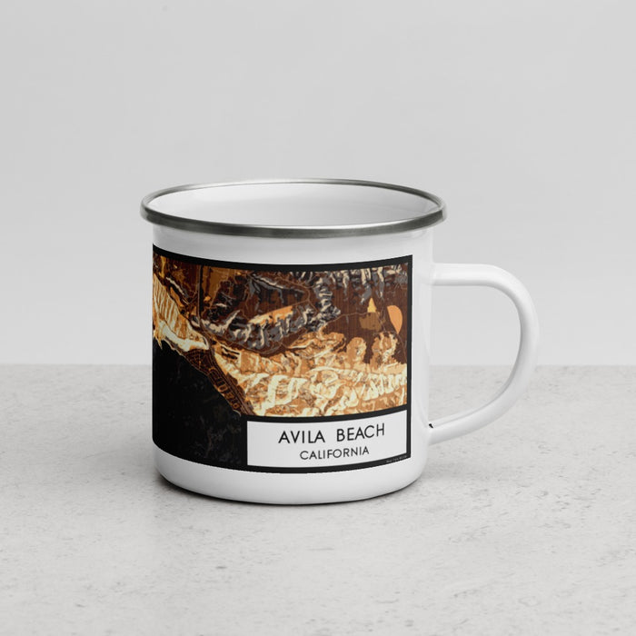Right View Custom Avila Beach California Map Enamel Mug in Ember