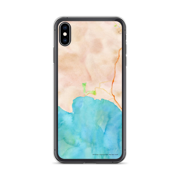 Custom iPhone XS Max Avila Beach California Map Phone Case in Watercolor