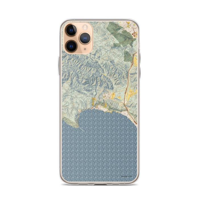 Custom iPhone 11 Pro Max Avila Beach California Map Phone Case in Woodblock