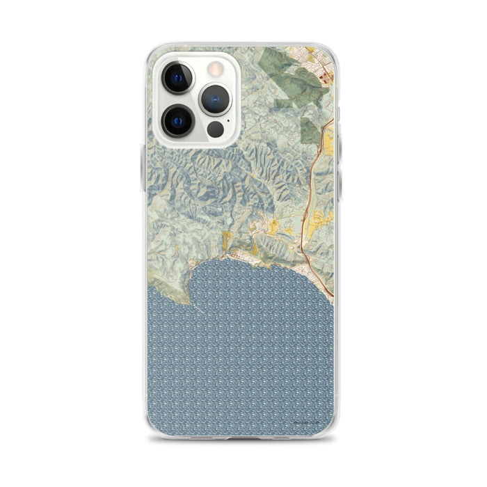 Custom iPhone 12 Pro Max Avila Beach California Map Phone Case in Woodblock