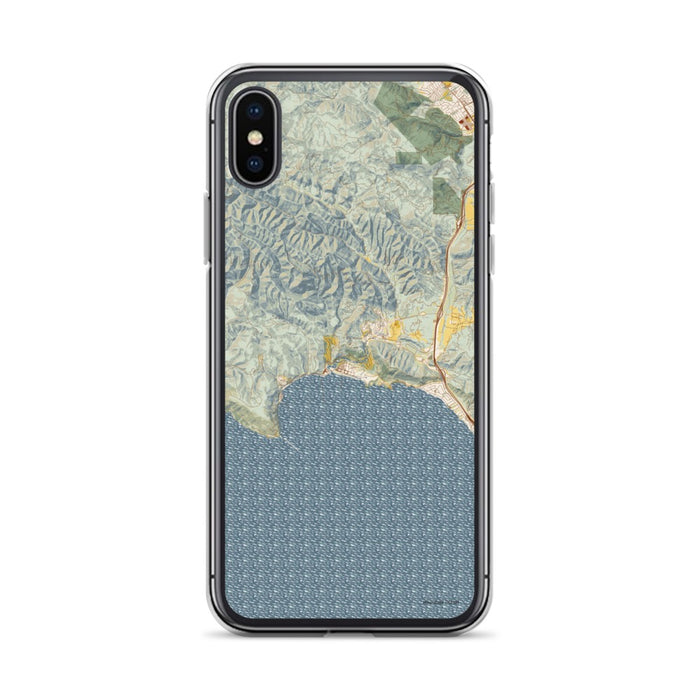 Custom iPhone X/XS Avila Beach California Map Phone Case in Woodblock