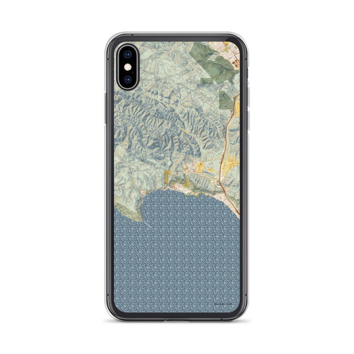 Custom iPhone XS Max Avila Beach California Map Phone Case in Woodblock