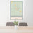 24x36 Avinger Texas Map Print Portrait Orientation in Woodblock Style Behind 2 Chairs Table and Potted Plant