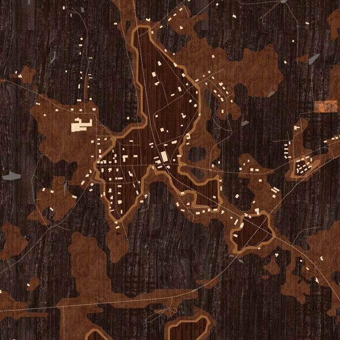 Avinger Texas Map Print in Ember Style Zoomed In Close Up Showing Details