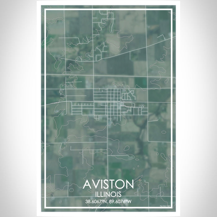 Aviston Illinois Map Print Portrait Orientation in Afternoon Style With Shaded Background