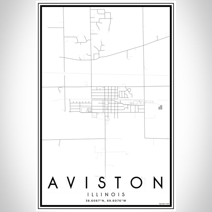 Aviston Illinois Map Print Portrait Orientation in Classic Style With Shaded Background