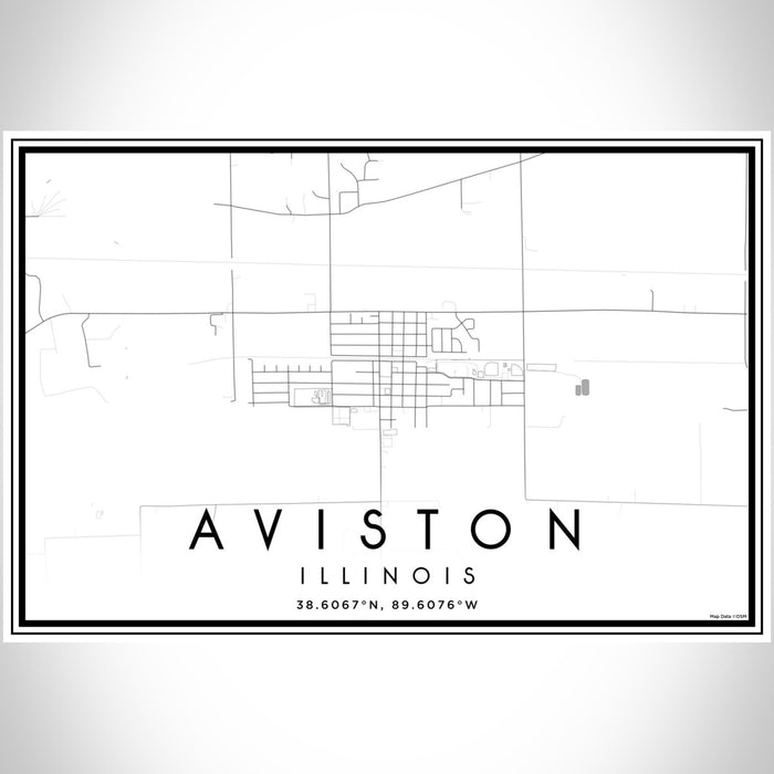 Aviston Illinois Map Print Landscape Orientation in Classic Style With Shaded Background