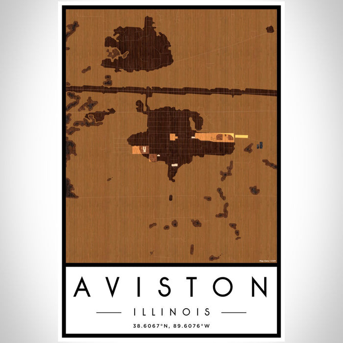 Aviston Illinois Map Print Portrait Orientation in Ember Style With Shaded Background