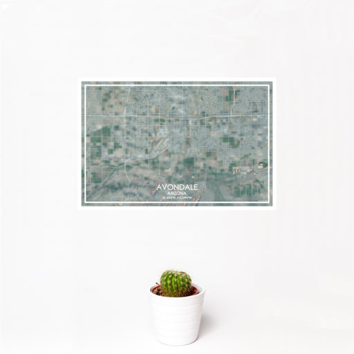 12x18 Avondale Arizona Map Print Landscape Orientation in Afternoon Style With Small Cactus Plant in White Planter