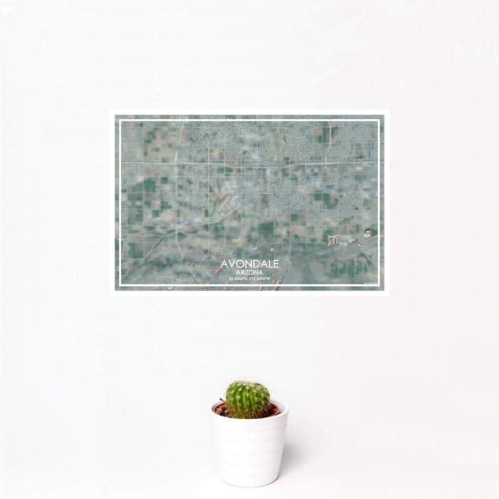 12x18 Avondale Arizona Map Print Landscape Orientation in Afternoon Style With Small Cactus Plant in White Planter