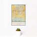 12x18 Avondale Arizona Map Print Portrait Orientation in Woodblock Style With Small Cactus Plant in White Planter