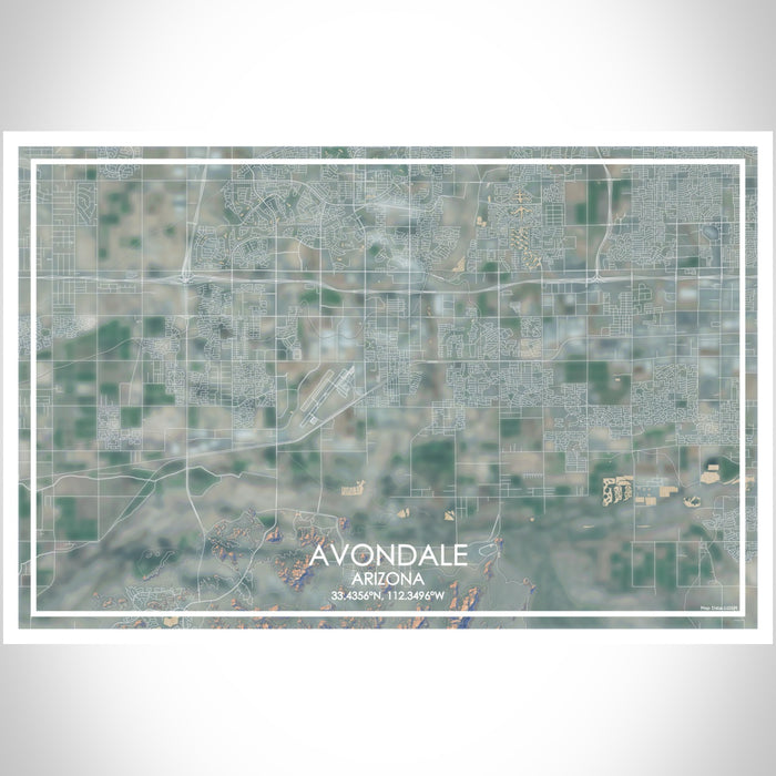 Avondale Arizona Map Print Landscape Orientation in Afternoon Style With Shaded Background