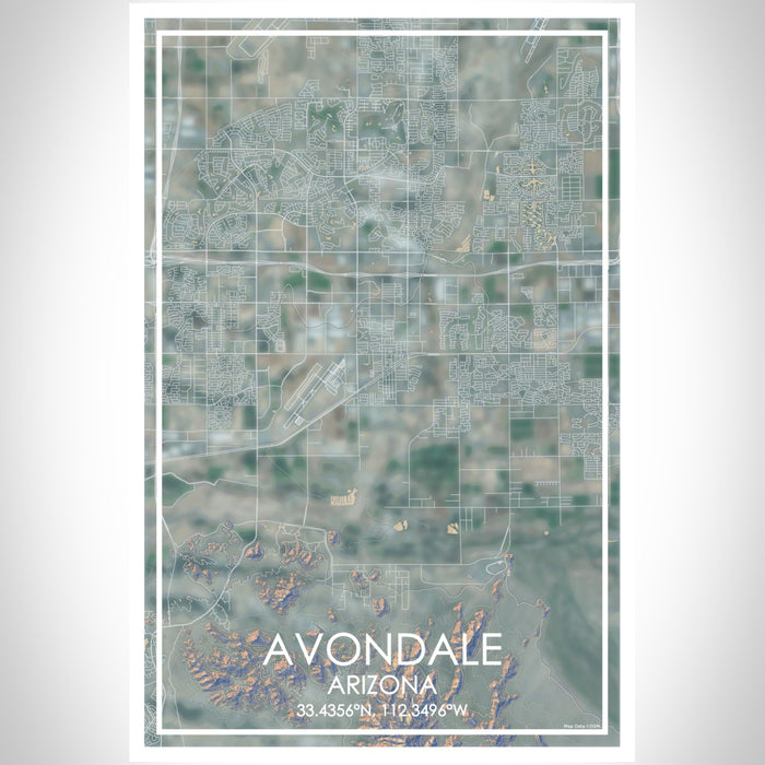 Avondale Arizona Map Print Portrait Orientation in Afternoon Style With Shaded Background