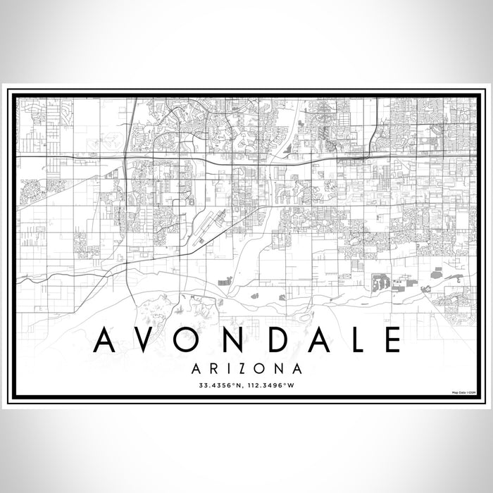 Avondale Arizona Map Print Landscape Orientation in Classic Style With Shaded Background
