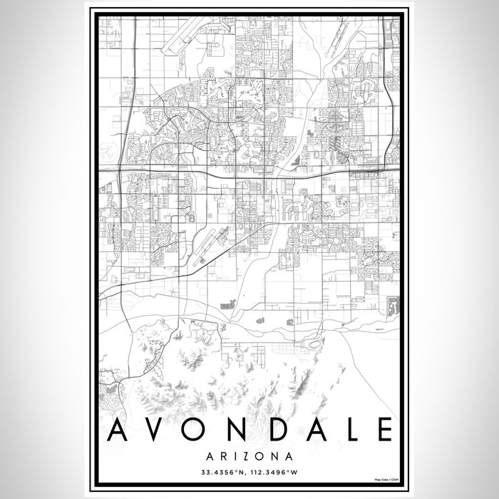 Avondale Arizona Map Print Portrait Orientation in Classic Style With Shaded Background
