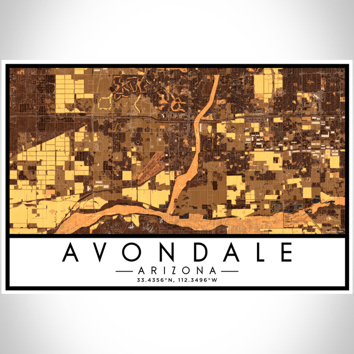 Avondale Arizona Map Print Landscape Orientation in Ember Style With Shaded Background