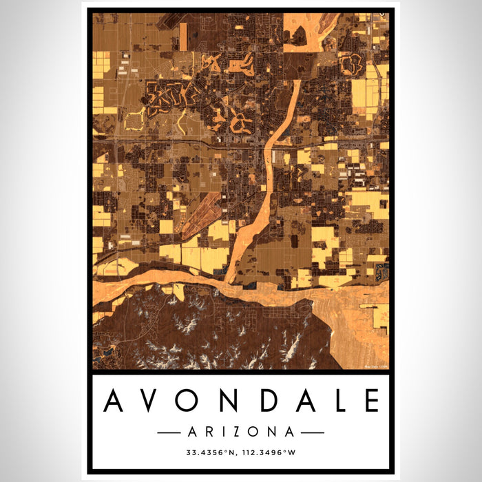 Avondale Arizona Map Print Portrait Orientation in Ember Style With Shaded Background