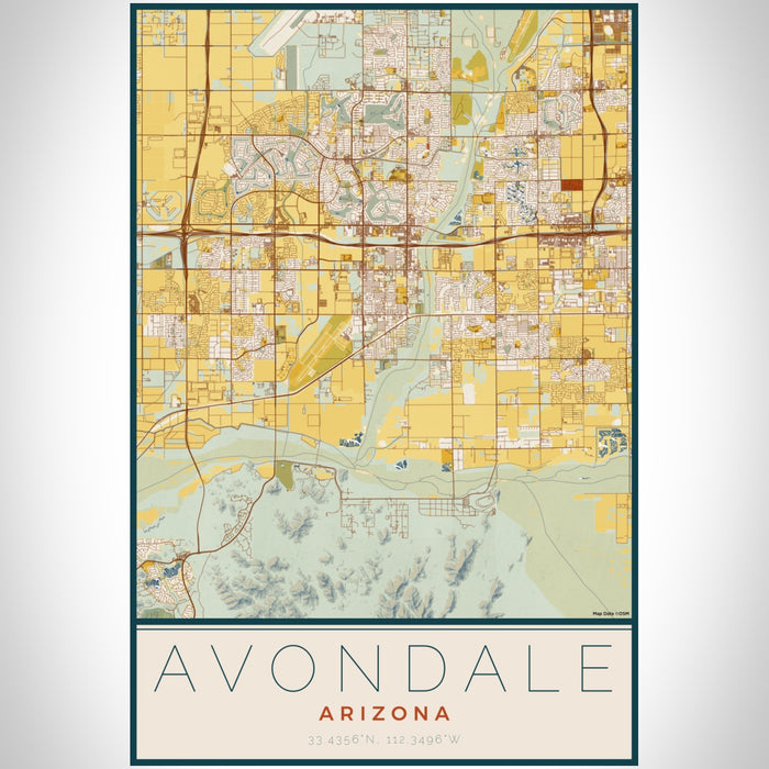 Avondale Arizona Map Print Portrait Orientation in Woodblock Style With Shaded Background