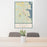 24x36 Azle Texas Map Print Portrait Orientation in Woodblock Style Behind 2 Chairs Table and Potted Plant