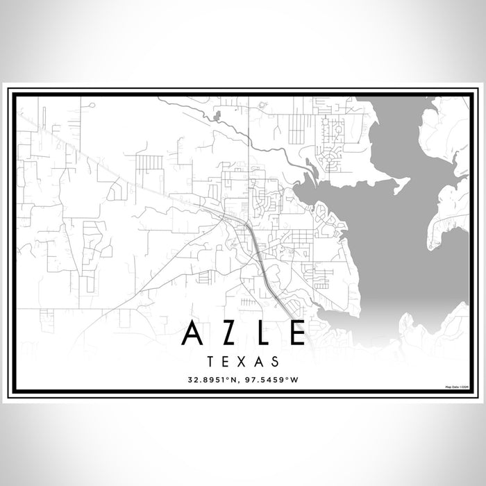 Azle Texas Map Print Landscape Orientation in Classic Style With Shaded Background
