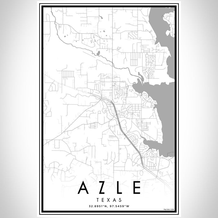 Azle Texas Map Print Portrait Orientation in Classic Style With Shaded Background