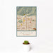 12x18 Azusa California Map Print Portrait Orientation in Woodblock Style With Small Cactus Plant in White Planter
