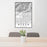 24x36 Azusa California Map Print Portrait Orientation in Classic Style Behind 2 Chairs Table and Potted Plant