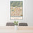 24x36 Azusa California Map Print Portrait Orientation in Woodblock Style Behind 2 Chairs Table and Potted Plant