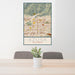 24x36 Azusa California Map Print Portrait Orientation in Woodblock Style Behind 2 Chairs Table and Potted Plant