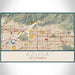 Azusa California Map Print Landscape Orientation in Woodblock Style With Shaded Background