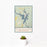 12x18 Badin Lake North Carolina Map Print Portrait Orientation in Woodblock Style With Small Cactus Plant in White Planter