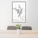 24x36 Badin Lake North Carolina Map Print Portrait Orientation in Classic Style Behind 2 Chairs Table and Potted Plant