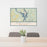 24x36 Badin Lake North Carolina Map Print Lanscape Orientation in Woodblock Style Behind 2 Chairs Table and Potted Plant