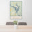 24x36 Badin Lake North Carolina Map Print Portrait Orientation in Woodblock Style Behind 2 Chairs Table and Potted Plant