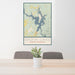 24x36 Badin Lake North Carolina Map Print Portrait Orientation in Woodblock Style Behind 2 Chairs Table and Potted Plant
