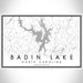 Badin Lake North Carolina Map Print Landscape Orientation in Classic Style With Shaded Background