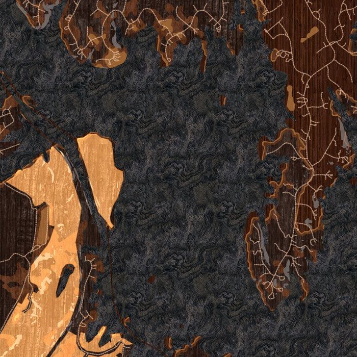 Badin Lake North Carolina Map Print in Ember Style Zoomed In Close Up Showing Details