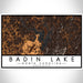 Badin Lake North Carolina Map Print Landscape Orientation in Ember Style With Shaded Background