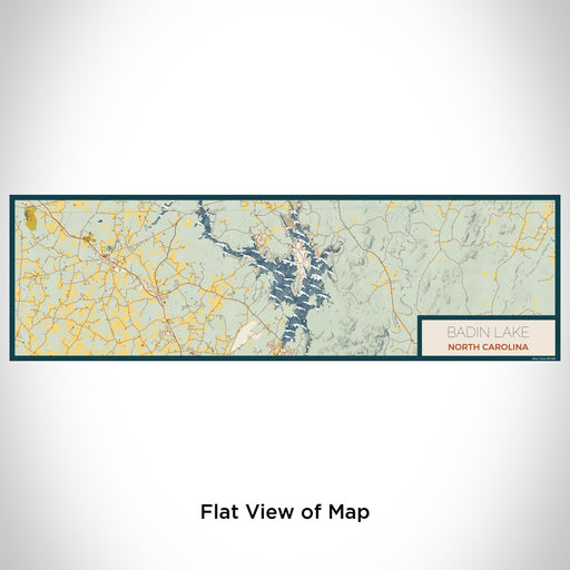 Flat View of Map Custom Badin Lake North Carolina Map Enamel Mug in Woodblock