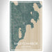 Baileys Harbor Wisconsin Map Print Portrait Orientation in Afternoon Style With Shaded Background