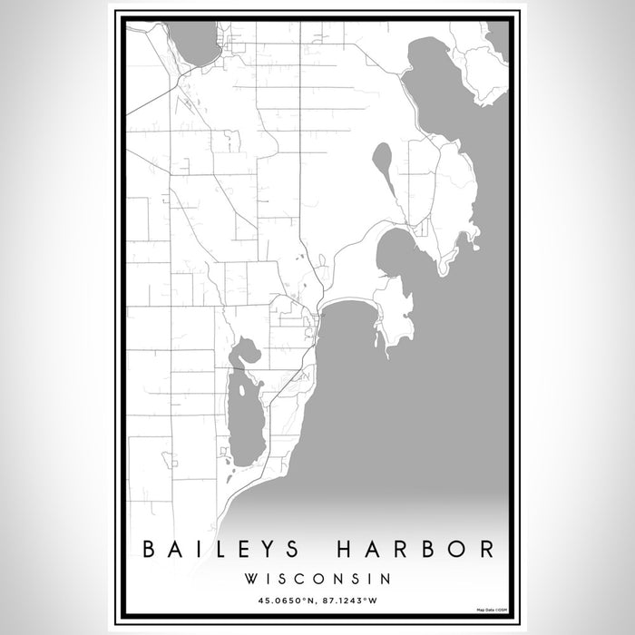 Baileys Harbor Wisconsin Map Print Portrait Orientation in Classic Style With Shaded Background