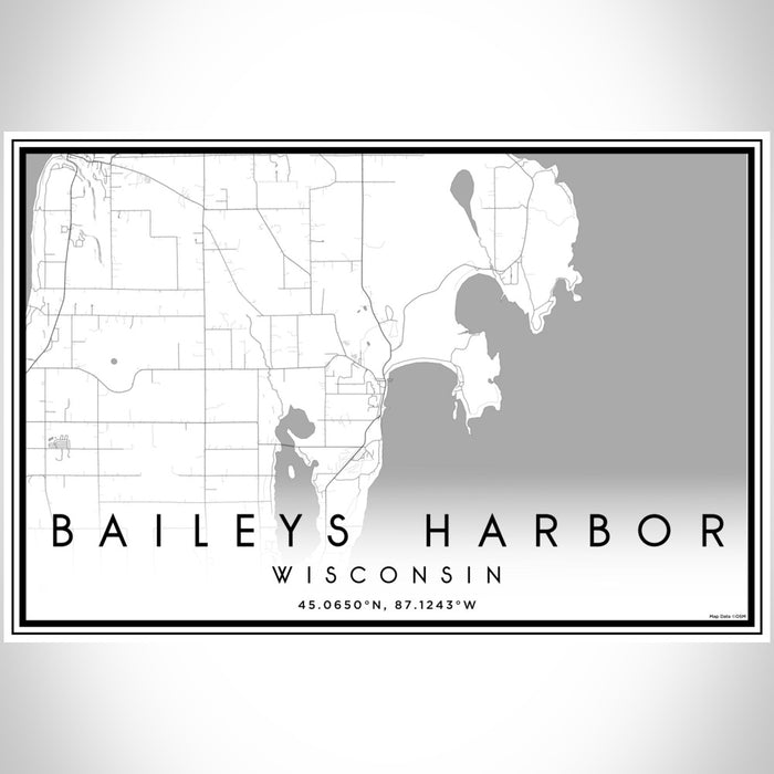 Baileys Harbor Wisconsin Map Print Landscape Orientation in Classic Style With Shaded Background